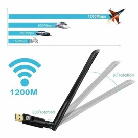 premiumwire 1200Mbps Wireless USB Wifi Adapter Dongle Dual Band 2.4G/5GHz w/Antenna 802.11AC
