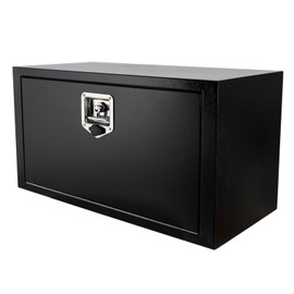Gooeap 30"X14"X16" Underbody Utility Tool Box Truck Box Black Heavy Duty Steel Trailer Box Pick Up Storage Organizer w/Lock & Keys