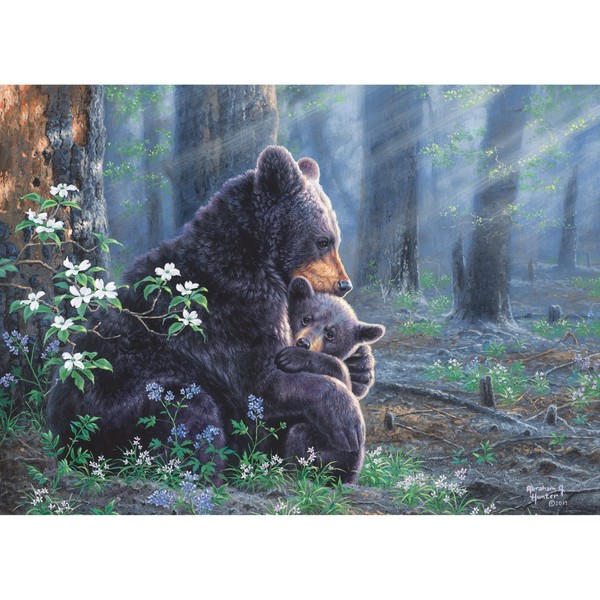 River's Edge Products 1000 Piece Puzzle, Jigsaw Puzzle in Tin for Adults, Teenagers, and Kids, Unique Animal Landscape Puzzle, 28 by 20 Inches, Bear Scene