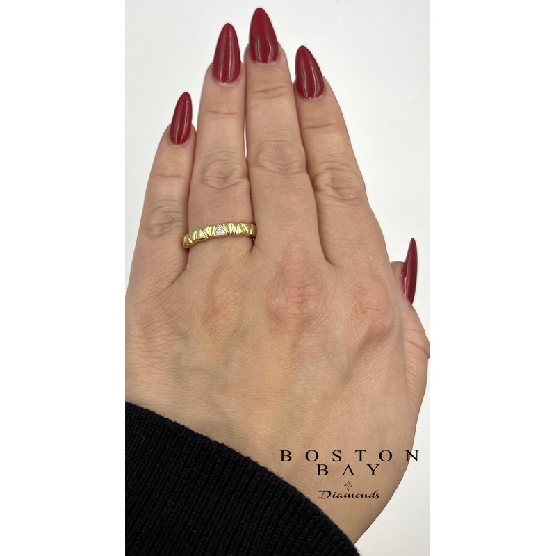 Boston Bay Diamonds Diamond Triangular Pattern 14K Yellow Gold Plated