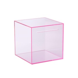 DYUEE Clear Piggy Bank 12 x 12 x 12cm Acrylic Piggy Square Money Box, Break to Open Piggy Bank Money Saving Box Smash for Budget and Save, Coin and Cash（Pink）