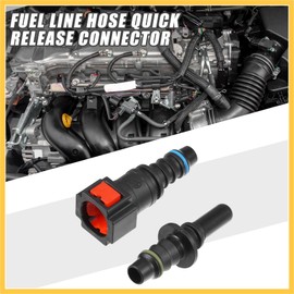 REPAIROCK Car Fuel Line Hose Quick Release Connector Straight Kit 5/16" 7.89mm SAE to 5/16" 8mm Disconnect Hose Plastic Red (Set of 2) Auto Replacement Parts