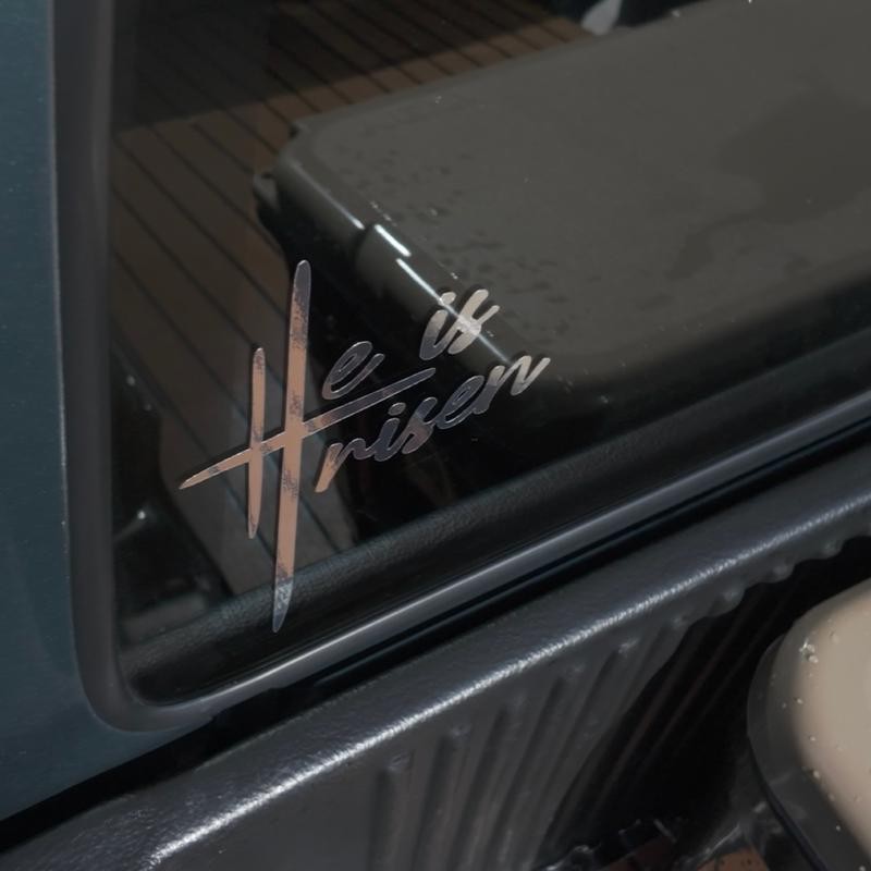 He is Risen Vinyl Decal - Quality Outdoor Vinyl:_Metallic Rust