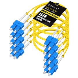 Foboiu OS2 SC to SC Fiber Patch Cable 5Pack 2M(6FT), Duplex Singlemode Fiber Optic Cable SC-SC 1G/10Gb, 9/125μm LSZH SC to SC SMF Fiber Optic Patch Cord for SMF SFP+ Transceiver,PC,Yellow