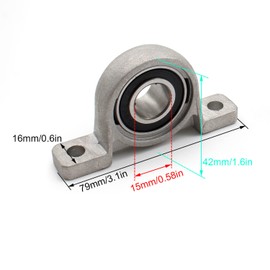 DEANKEJI Flange Bearing Block, Pack of 2, 15 mm Housing Bearings for Machines, Silver Zinc Alloy Pillow Block, Deep Groove Ball Bearing, Used in All Types of Machines