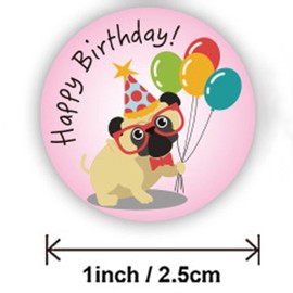 500 Pcs Round Cartoon Birthday Wishes Stickers for Kids & Teacher Rewards, School Supplies - Little Animal Incentive Roll Stickers for Potty Training & Classroom - U108 Series