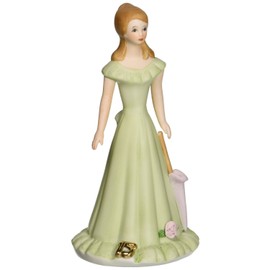 Enesco Growing Up Girls “Brunette Age 15” Porcelain Figurine, 7” Green