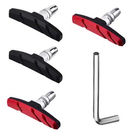 4Pcs Bike Brake Pads, Brake Pads for Bicycle with 1 L-Type Hex Wrench, Mountain Bike Brake Pads, Suitable for Most V Brake Pads for Road and Mountain Bikes (with Hex Nuts and Washers)