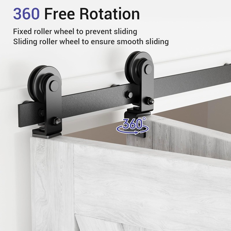 CCJH 36" Bi-Folding Sliding Barn Door Hardware Kit for 2
