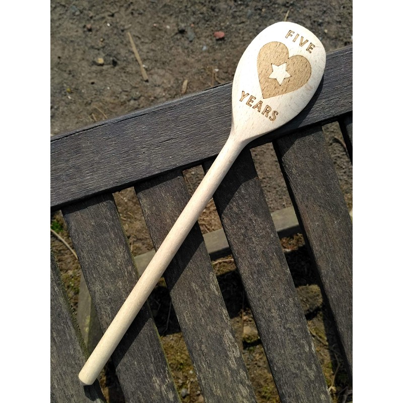 FastCraft 5th ANNIVERSARY WOOD GIFT WOODEN BAKING SPOON FIVE 5