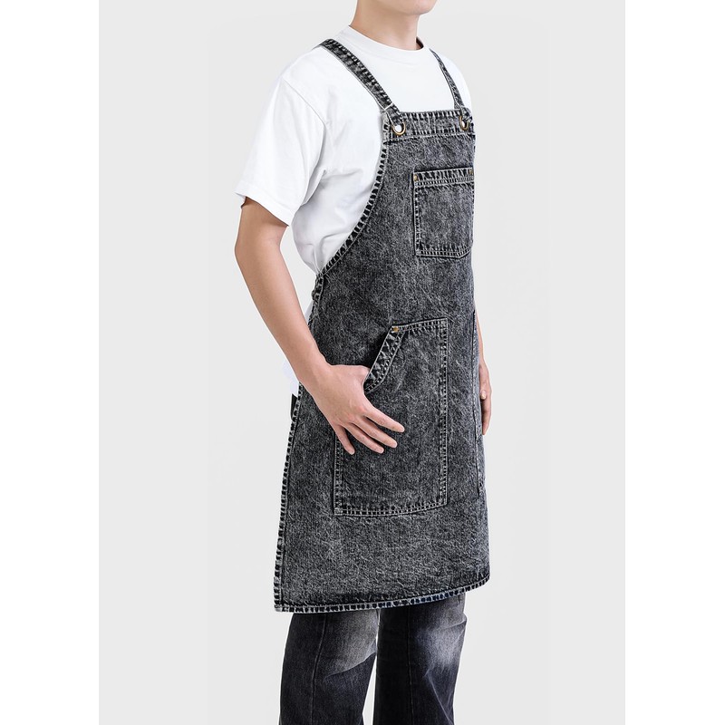 Tobyan Cotton Denim Apron Soft - Unisex Adjustable Bib Apron