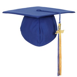 Newrara Graduation Unisex Matte Adult Graduation Cap with Tassel (Royal/Royal Blue Gold)
