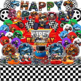 Truck Birthday Party Supplies Truck Theme Party Decorations, Include Tablecloth Banner Plate Napkin Cups