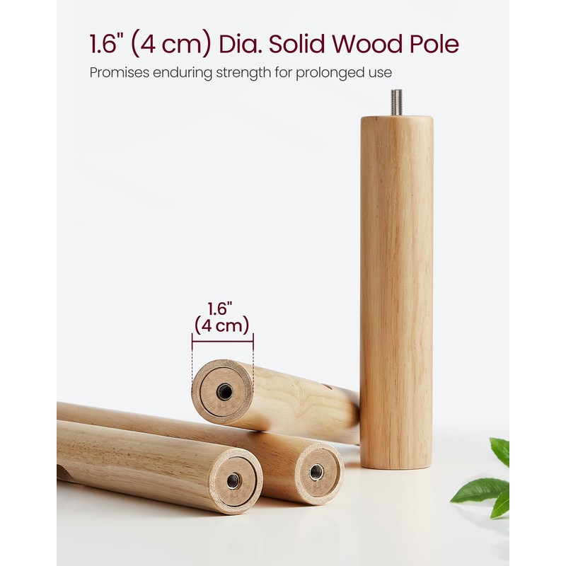 VASAGLE Solid Wood Coat Rack, Free Standing Hall Coat Tree