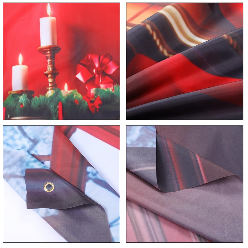 VitalCozy Christmas Fireplace Backdrop Christmas Xmas Tree Stocking Polyester Background