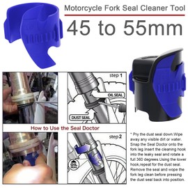 Windance Motorcycle Fork Seal Saver Cleaner Tool,45mm-55mm Front Fork Seal Cleaning, Shock Repairing Absorber Tool (Blue)