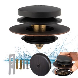 Artiwell Bronze Universal Tub Drain Tip Toe Tub Conversion Kit Assembly, 1-Hole Overflow Face Plate and Pop-Up Tub Stopper, Oil Rubbed Bronze Brass