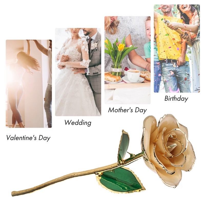 Gold Rose 24K Gold Plated Rose Gift Ornament for Birthday