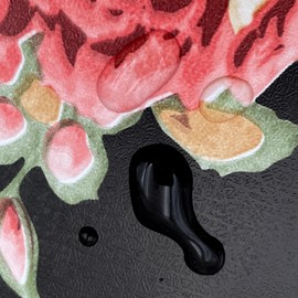 Yifely Floral Shelf Liner Black Drawer Cover Paper Self-Adhesive Rental House Furniture Decoration DIY Table Surface 17.7 inch by 9.8 Feet