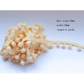 Pom Pom Trim 6 Yards 15mm Ball Fringe Trim for Sewing Accessory Decoration DIY Crafts(White, 2309)