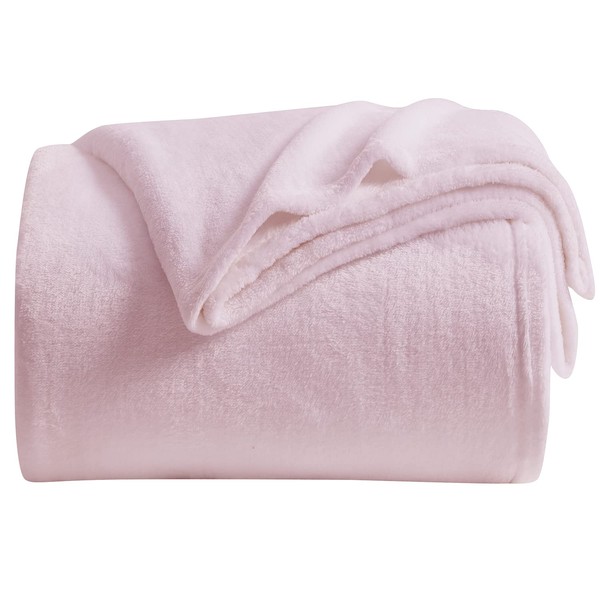 KMUSET Fleece Blanket Throw Size Pink Lightweight Super Soft Cozy