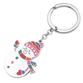 NEWEI Christmas Tree Snowflake Keychain Stainless Steel Snowman Candy House Decorations Keyring For Women Girl Car Key Charms (Christmas Snowman Multi)