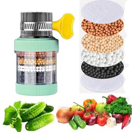 Faucet Water Filter Purifier Faucet Filters Upgrade Activated Carbon Water Filter Tap Universal Kitchen Mixer Interface Faucet Filter White rotating filter 6 Layer Filtration (Green)