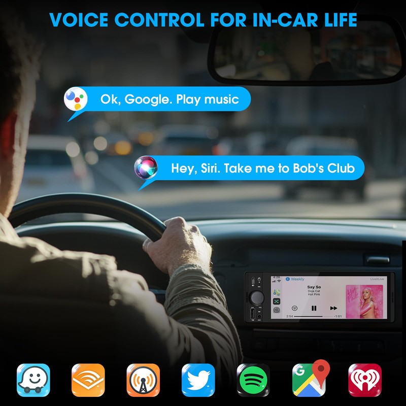 SOUNDKITS Single Din Car Radio with CarPlay: Bluetooth Car Stereo