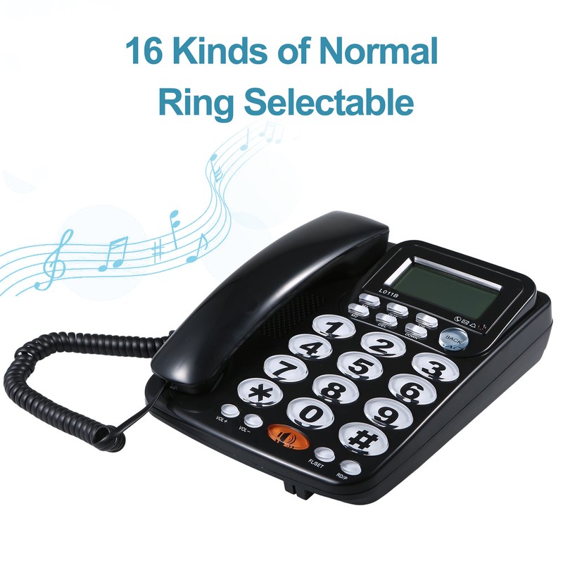 Desktop Wired Landline Telephone with Large Buttons Hands-free Calls Adjustable