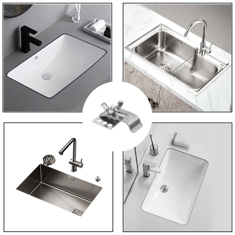Rrina 10Pcs 304 Stainless Steel Heavy Duty Sink Clips Kit,