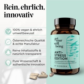 get your wellbeing by BIOGENA - Antistress Komplex für Entspannung & innere Balance – 60 Kapseln - Mit Ashwagandha, Magnesium & B-Vitaminen - Nahrungsergänzungsmittel vegan & konservierungsstofffrei