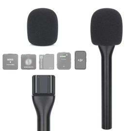 YOUSHARES Universal Interview GO Handheld Adapter für Rode Wireless GO I/II, Rode Wireless Me/Pro, DJI Mic 1/2 - Handadapter Mic Clip mit Schaumstoff Popschutz Kompatibel mit den meisten Lavalier Mics