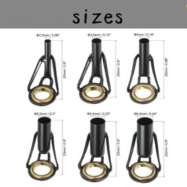 FUVBNQGT 6 Stück Rutenspitzen Reparaturset, 2-6mm Angelrute Spitze Reparatur, Angelrute Reparatur ZubehöR, Edelstahl Pfahl Ring Leitfaden Ersatz für Salzwasser Süßwasser Fischen Golden
