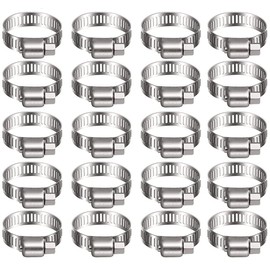 Litensh 10-16mm Stainless Steel Hose Clips, 20PCS Worm Gear Hose Clamps Pipe Clamp Jubilee Clips, Duct Clamp Fuel Line Clamp for Plumbing Automotive Pool Car Pond and Garden (10-16MM, 20PCS)