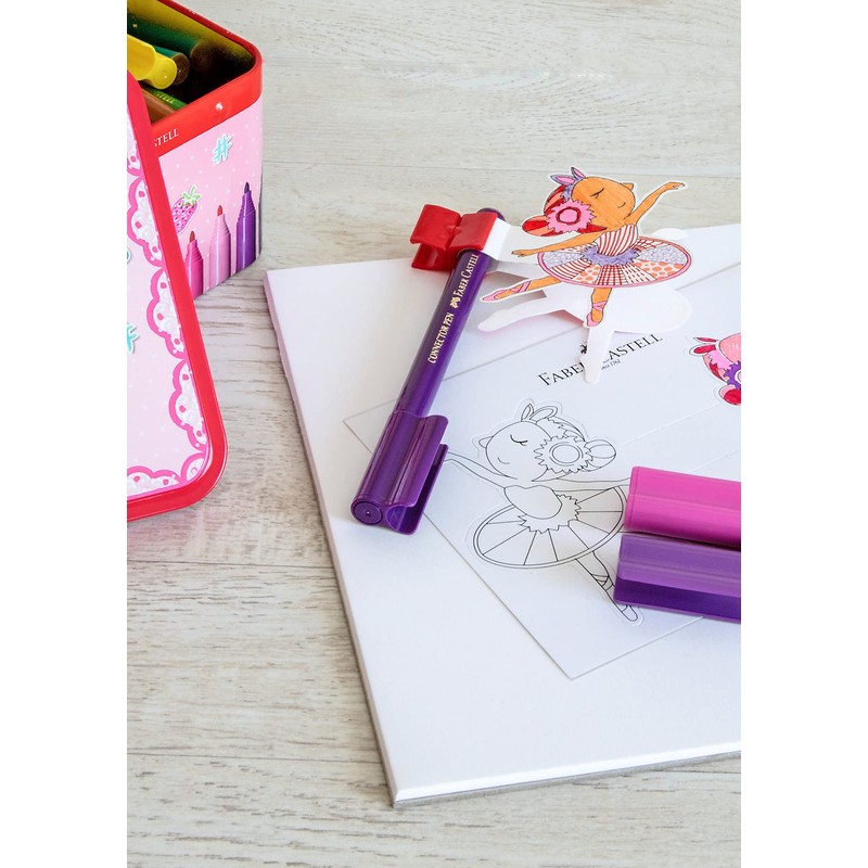 Faber-Castell 155534 - Filzstifte Connector Ballerina Etui mit 33 Stiften