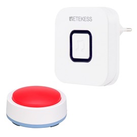 Retekess TH004 Emergency Call Button for Seniors, Home Emergency Call Seniors, Father's Day Gift, 80 m Call Distance, Signal Can Penetrate 3 Walls, 52 Ringtones, Extra Large Red SOS Button