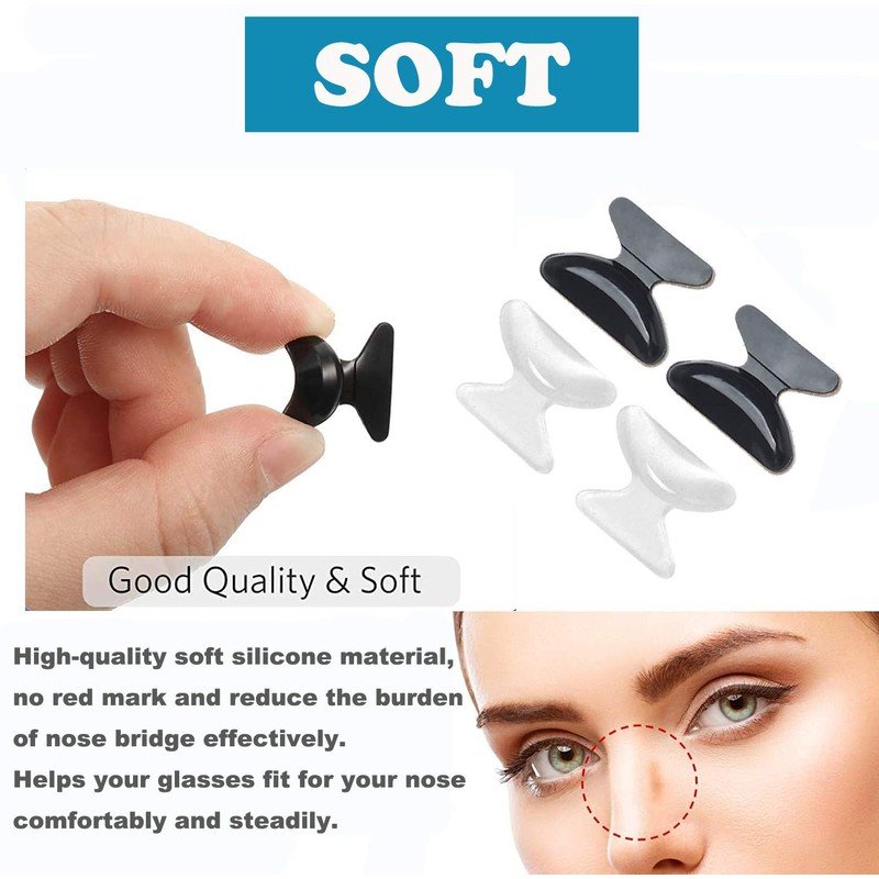 Anti-Slip Nose Pads Silicone Butterfly Shape - 13 Pairs Soft