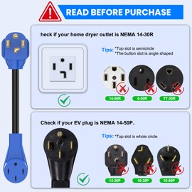 LANDNOR Heavy Duty 30 Amp to 50 Amp EV Power Adapter Cord - 4 Prong10 AWG Pure Copper Wire, ETL Listed 4-30P to 14-50R 30M/50F,Weatherproof for Level 2 EV Using