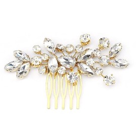 Bridal Wedding Hair Comb Crystal Hair Accessories, Bridal Hair Combs Silver Bridal Hair Pieces Crystal Headpiece Wedding Hair Accessories for Women and Girls (Gold)