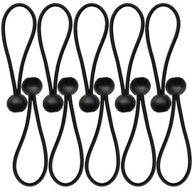 Ball Bungee Cord, 6 inch Black Color Heavyweight Tarp Multifunction Elastic Rope for Camping Tents Cargo Screen Canopy Tent. (10 pcs)