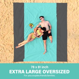 Beach Blanket Waterproof Sandproof 78''X81''/10'X9' Oversized Big Blanket