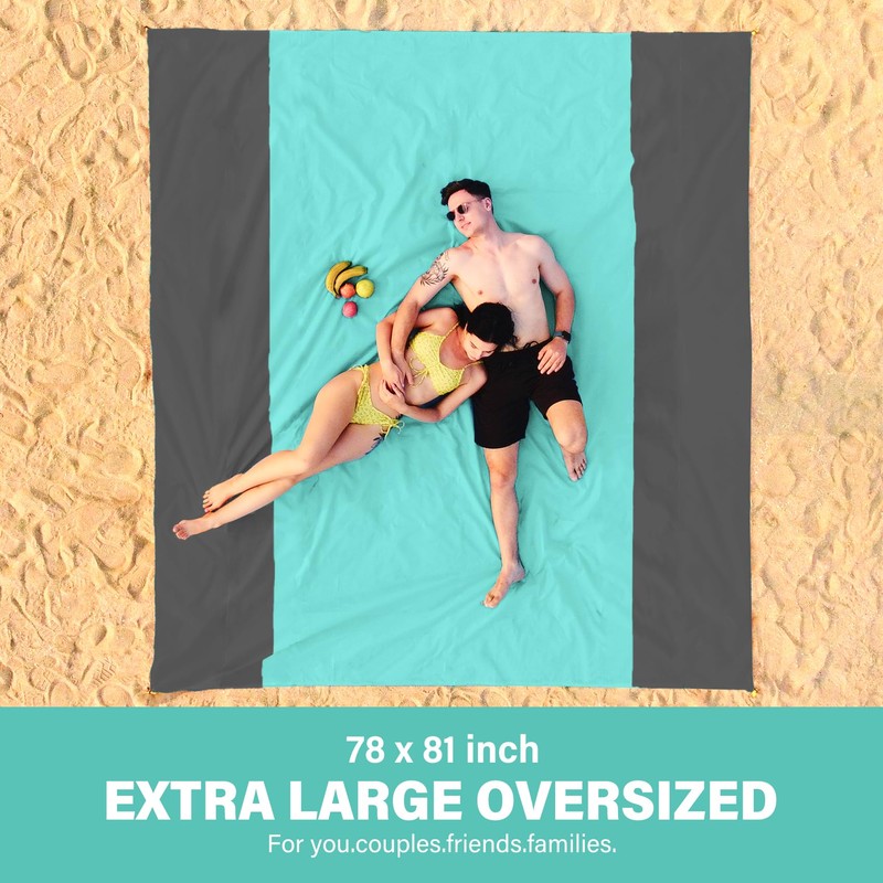 Beach Blanket Waterproof Sandproof 78''X81''/10'X9' Oversized Big Blanket