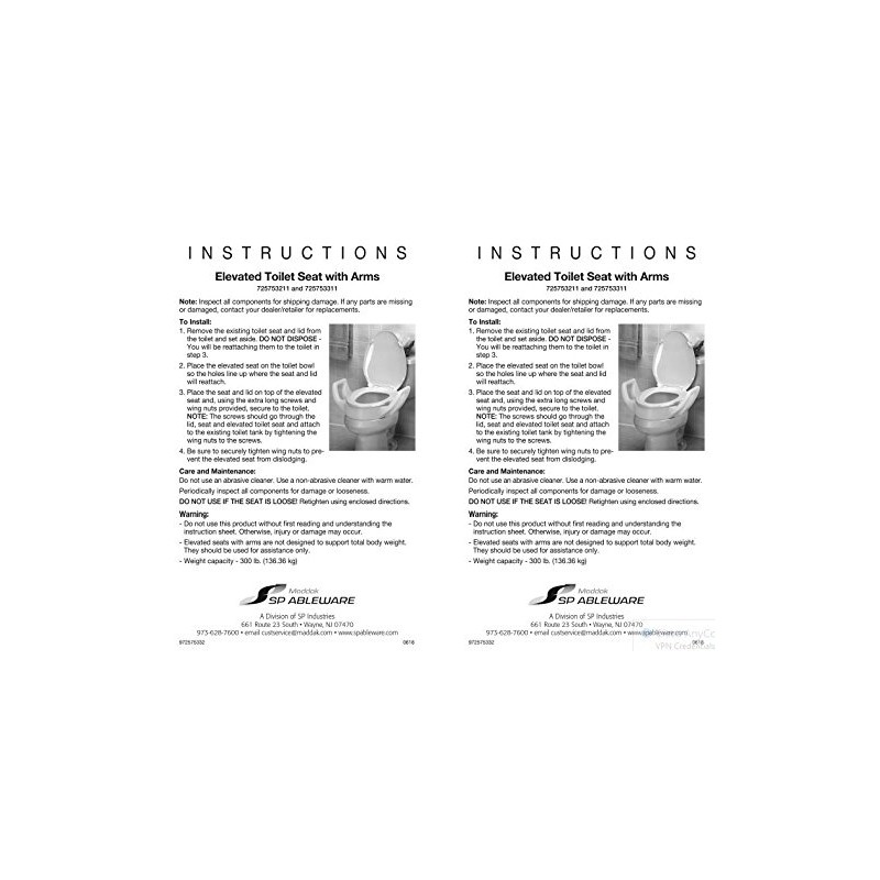 SP Ableware 725753311 Elevated Toilet Seat with Arms for Elongated