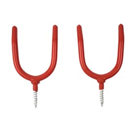 ZZLZX 4PCS Red Screw U Shaped Hooks 4 Expansion Tubes Wall Mounted Garden Tools Hooks Shovel Rake Rack Metal Hooks Storage Tools for Hanging Hammers Axe Baseball Bats Garden Tools