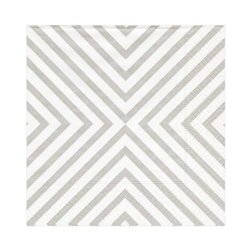 Entertaining with Caspari Luncheon Napkin, Chevron Pale Silver, 20-Pack