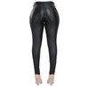 WAYRUNZ Women's Faux Leather Stretch Skinny Pants High Waisted Crossover