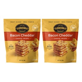 Sonoma Creamery - Cheese Crisps, Bacon Cheddar, 10 Oz (2 Count) | Savory Snack Cracker | High Protein | Low Carb | Gluten Free | Wheat Free