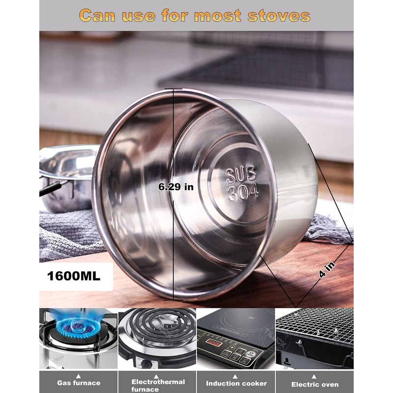 Double Boiler Pot Set, Stainless Steel Melting Pot with Silicone