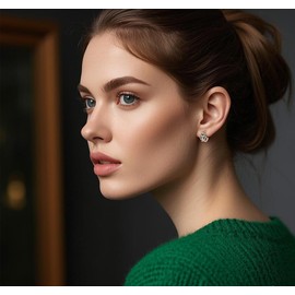 SLUYNZ 925 Sterling Silver Green Love Clover Hoop Earrings for Women Teens Irish Shamrock Huggie Earrings for St Patricks Day (C-Rose Gold)