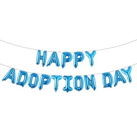 Happy Adoption Day Foil Balloons Letter Banner Balloons for Happy Gotcha Day, Child Pet Adoption Party Cat Dog Rescue Adoption Party Supplies 16inches (HAPPY ADOPTION DAY Blue)